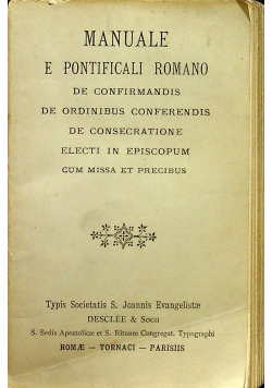 Manuale e Pontificali Romano 1923 r.