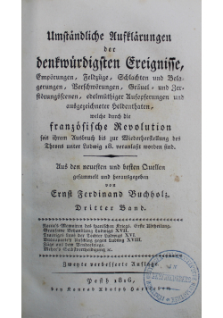 Umstandliche Austlarungen der denkwurdigsten Ereignisse 3 Band 1816 r.