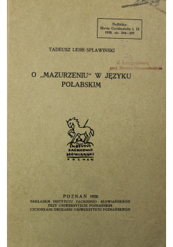 O Mazurzeniu w języku Połabskim 1930 r.