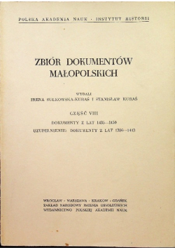 Zbiór dokumentów małopolskich Część VIII