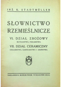 Słownictwo rzemieślnicze 1923 r.