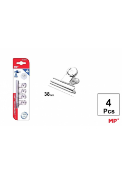 Klipsy biurowe metalowe srebrne 38mm 4szt