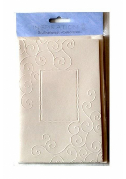 Karty tłoczone + koperty ornament creme 03 5szt