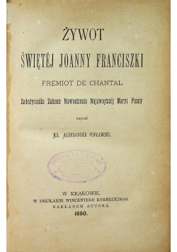 Żywot świętej Joanny Franciszki 1880 r.