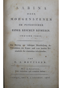 Sabina oder Morgenszenen im Putzzimmer einer reichen Romerin 1806 r