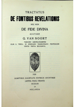Tractatus de fontibus revelationis nec non de fide divina 1920 r.