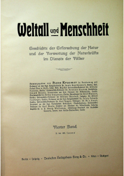 Weltall und Menschheit Vierter Band ok 1910 r.