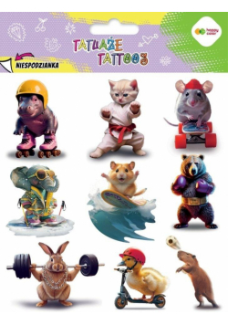 Tatuaże zmywalne Sports Animals Happy Color