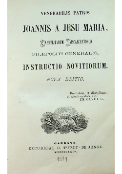 Venerabilis patris Joannis a Jesu Maria 1874 r.