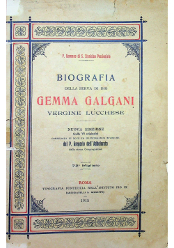 Biografia della serva di dio gemma galgani 1915 r