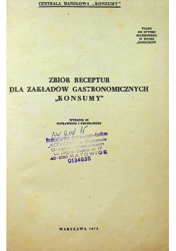 Zbiór receptur dla zakładów gastronomicznych Konsumy