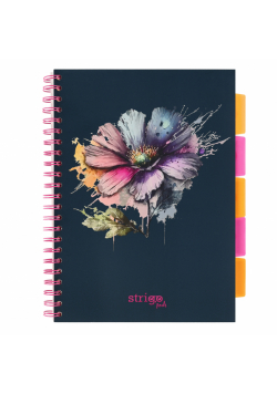 Kołozeszyt Strigo A4 Project Book Kwiaty granatowy kratka