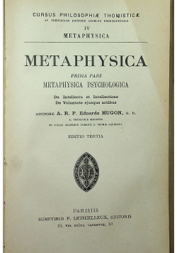 Philosophia naturalis 1927 r Metaphysica 1928 r