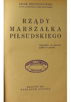 Rządy Marszałka Piłsudskiego  1927 r