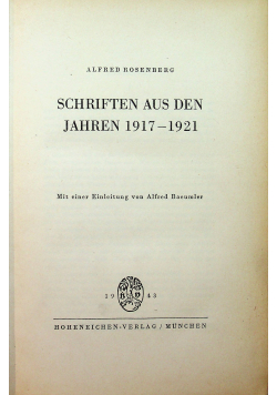 Schriften aus den jahren 1917 1921 1943 r.