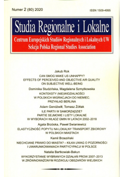 Studia Regionalne i Lokalne 2020/2 (80)