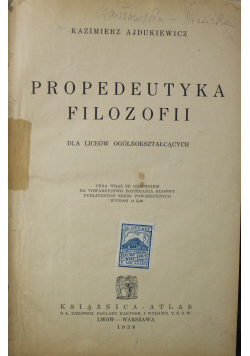 Propedeutyka filozofii 1938 r