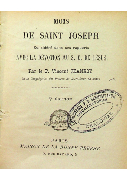 Mois de Saint Joseph 3 tomy ok 1899 r.
