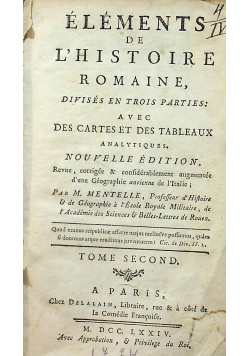Elements de L' Histoire Romaine Tome second 1774 r.