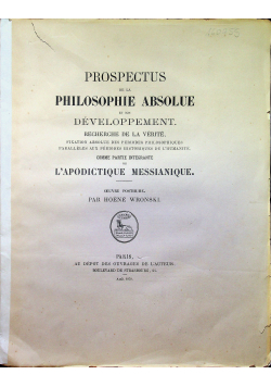 Prospectus de la philosophie absolue 1878 r.