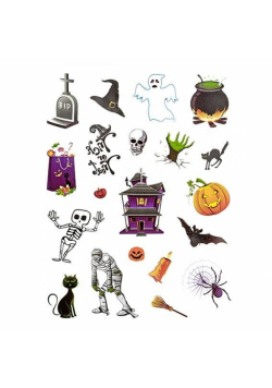 Tatuaże zmywalne Halloween 23szt kolorowe