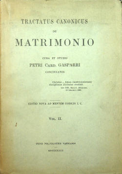 Tractatus Canonicus de Matrimonio Vol II 1932 r
