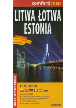Litwa Łotwa Estonia mapa samochodowa 1:700 000