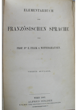 Elementarbuch der Franzosischen Sprache 1887 r.