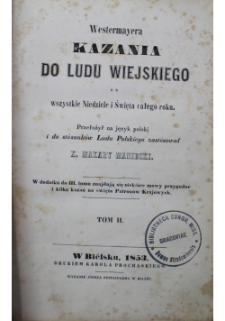 Westermayera Kazania do ludu wiejskiego Tom II 1853 r.