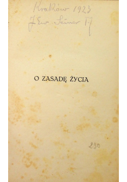 O zasadę życia 1923 r.