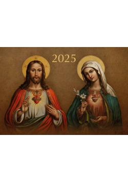 Kalendarz 2025 trójdzielny Serce Jezusa, Serce Maryi