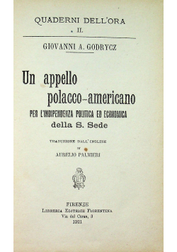 Un appello polacco - americano per lindipendenza politica ed economica 1921 r.