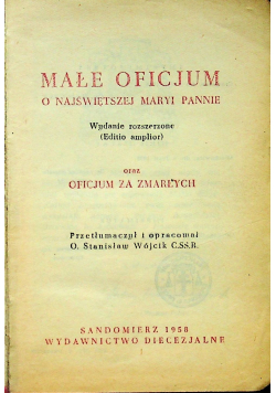Małe Oficjum o Najświętszej Maryi Pannie