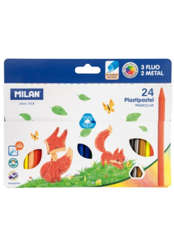 Kredki świecowe Pastipastel trójkątne 24 kol MILAN