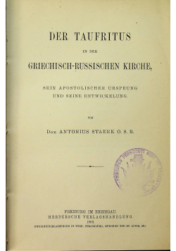 Der Taufritus 1903 r.