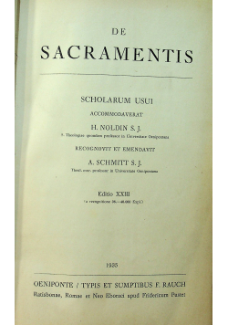 Summa Theologiae Moralis III De Sacramentis 1935 r