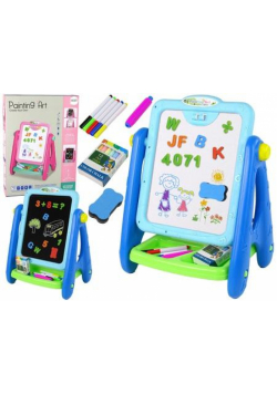 Tablica edukacyjna 2w1 niebieska kredy pisaki