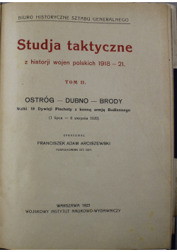Studja taktyczne  historji wojen polskich 1918 - 21 tom II 1923 r.