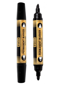 Marker permanentny dwustronny czarny (12szt) EASY