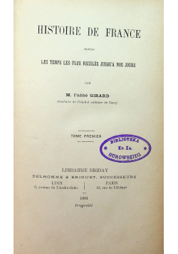 Histoire de France  Tome Premier Tome Deuxieme ok 1885 r.