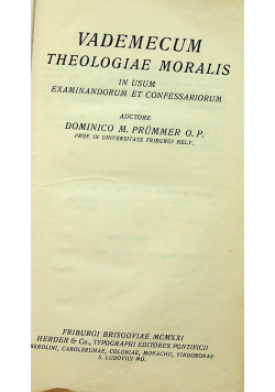 Vademecum theologiae moralis 1921r
