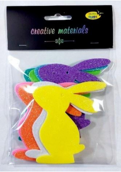 Zajaczki z pianki brokatowej 10cm 8szt mix