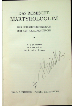 Das Romische Martyrologium 1935
