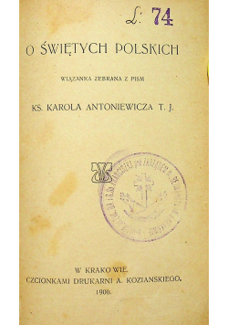 O świętych polskich 1906 r