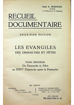 Recueil documentaire Tome II 1930 r.
