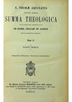 Summa Theologica Tomus Primus 1928 r.