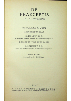 De Praeceptis editio XXVIII 1944 r.