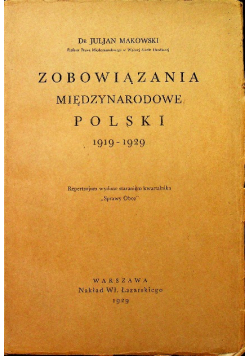 Zobowiązania międzynarodowe Polski Makowski 1929 r.