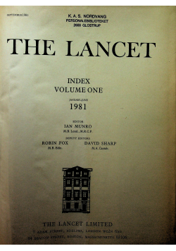 The Lancet Index Volume one