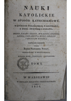 Nauki katolickie Tom I 1830 r.